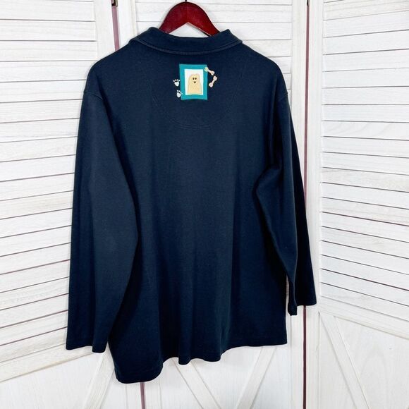 Bechamel Dog Lover Embroidered Patches Full Zip Cardigan Jacket Blue Large - Picture 8 of 11